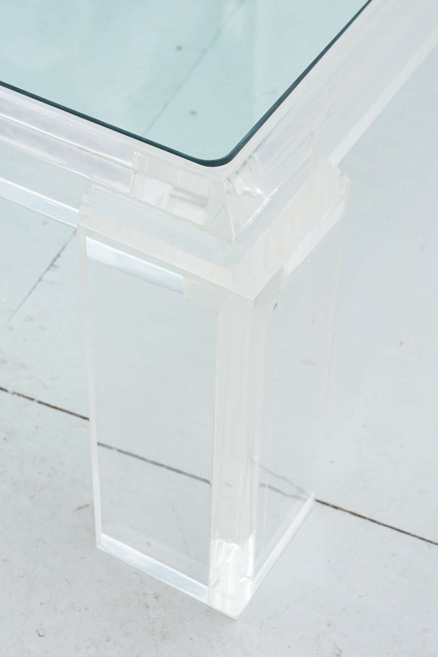 American Large 1970s Lucite and Glass Coffee Table