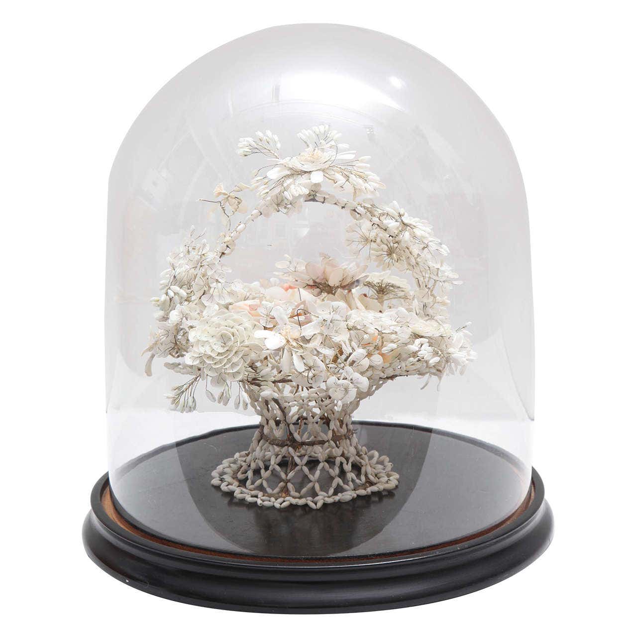 Victorian Cloche with Shellwork Flower Basket at 1stDibs