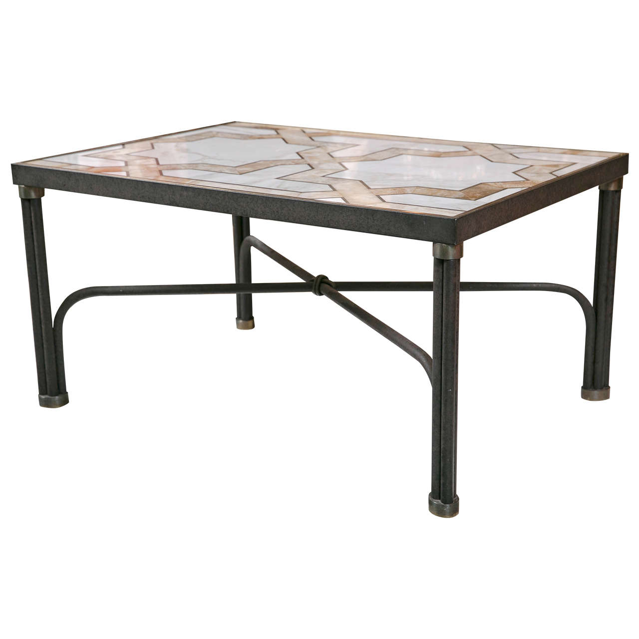 Inlaid Marble Coffee Table For Sale