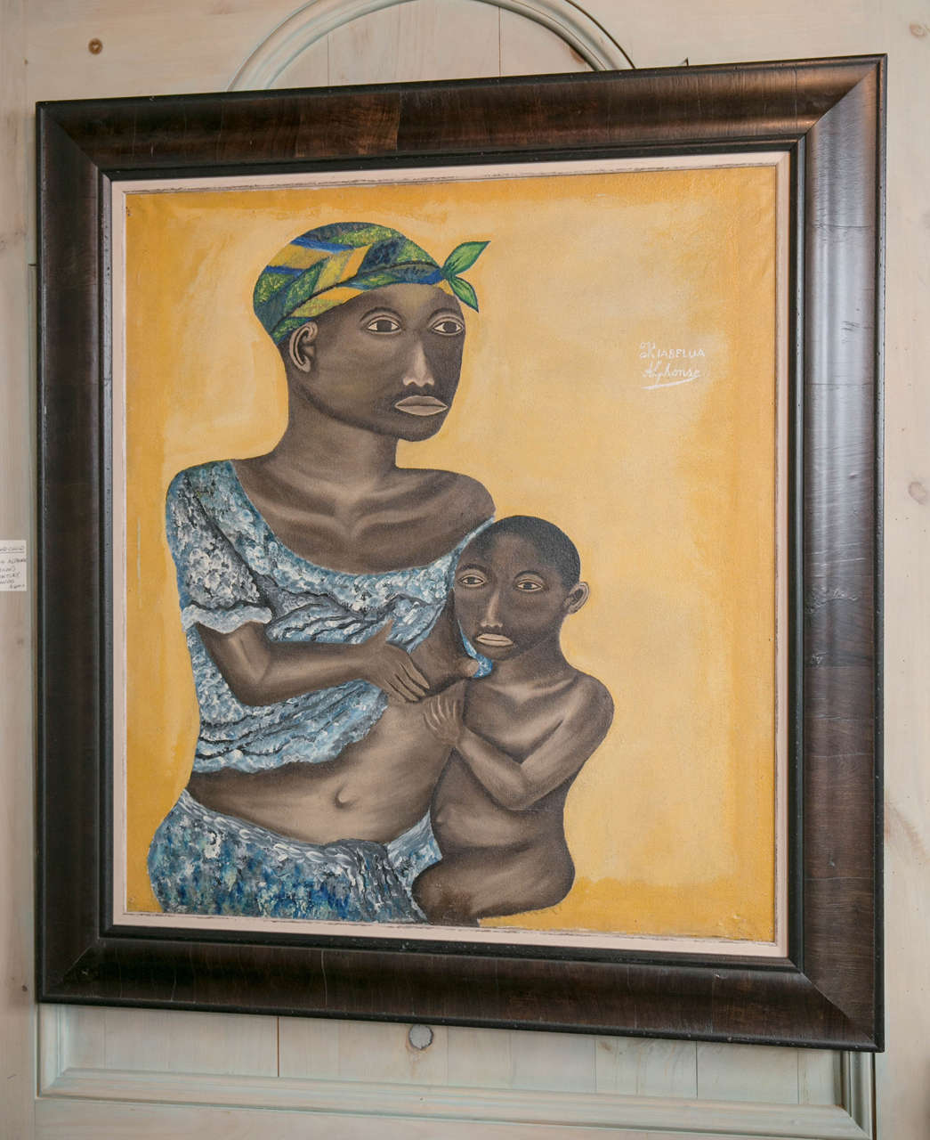 20th Century Oil on Canvas, Mother and Child