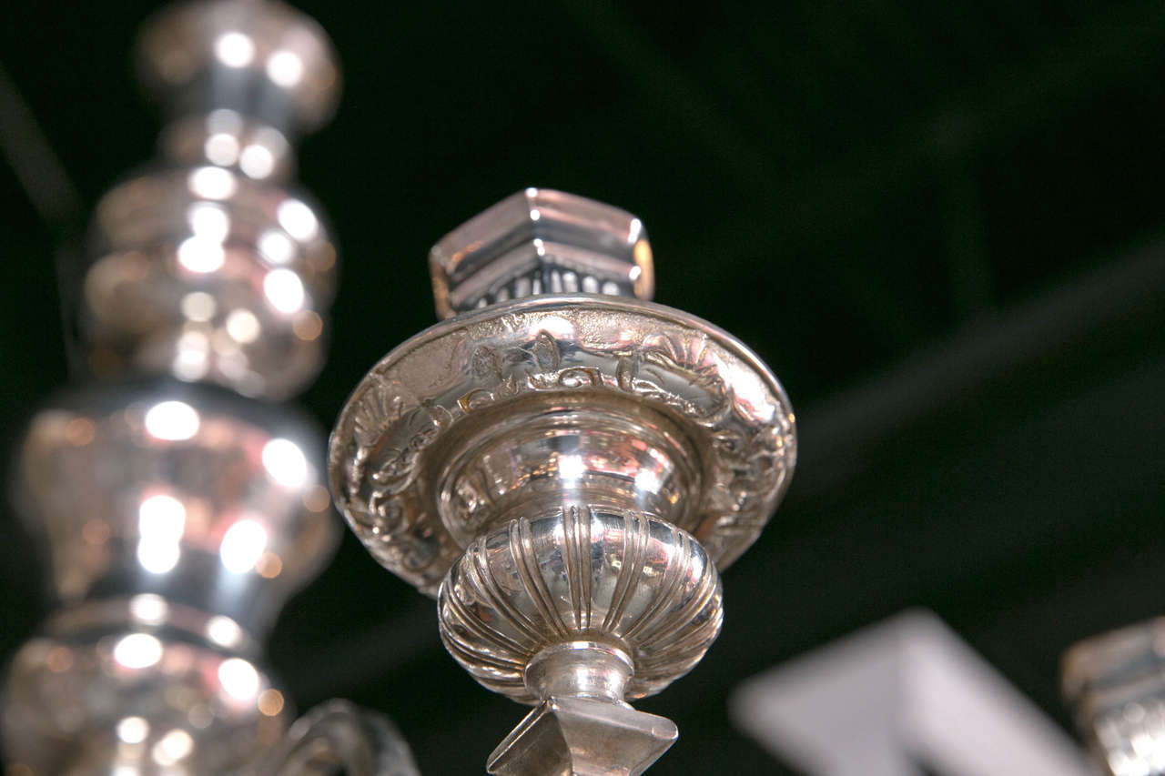 Early 20th Century Caldwell Silver Plated, Eight-Light Chandelier For Sale