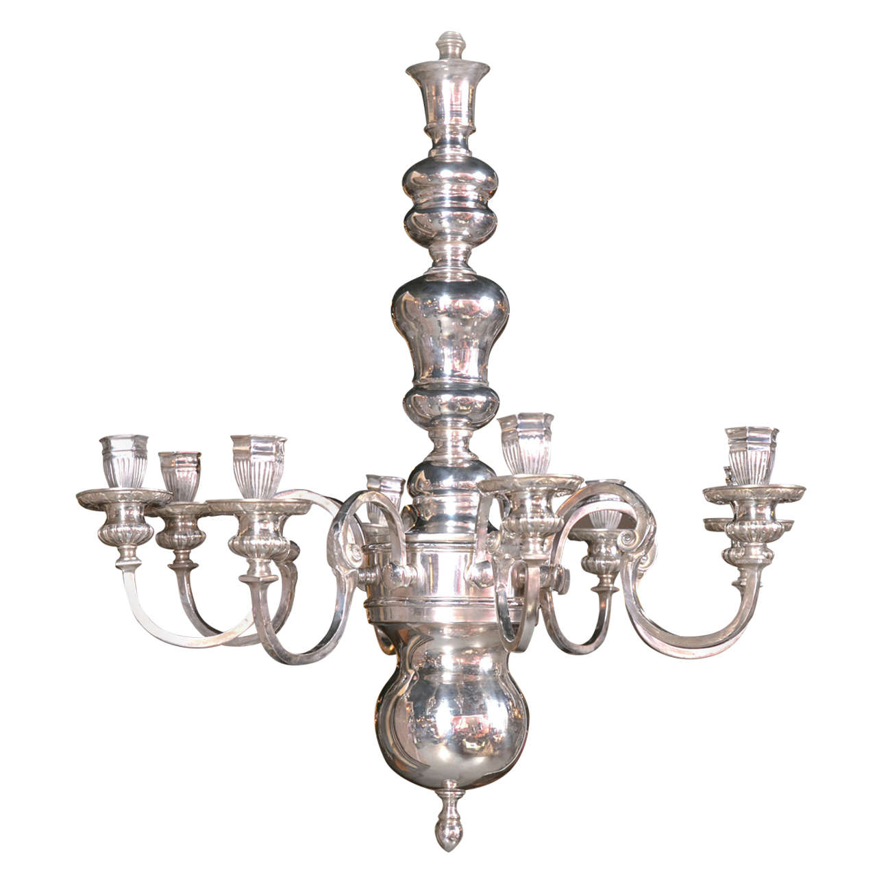 Caldwell Silver Plated, Eight-Light Chandelier For Sale