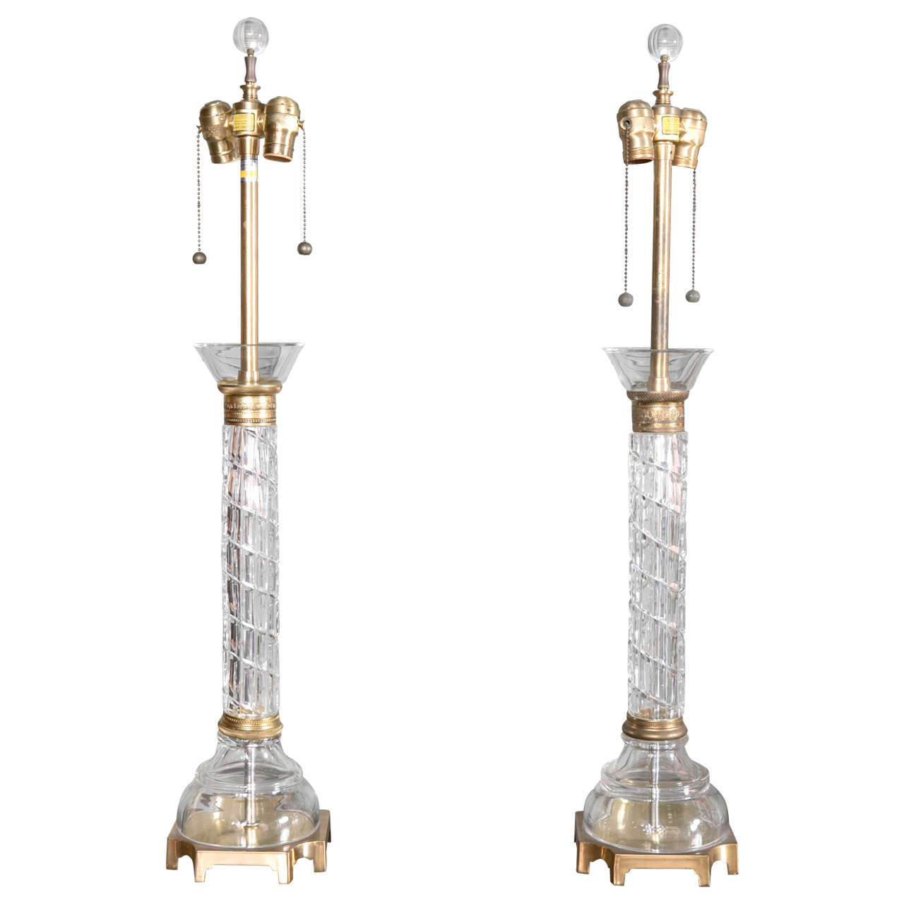 Cut Crystal Table Lamps For At 1stdibs Pair Of French Cut Crystal Table Lamps Circa 1930s
