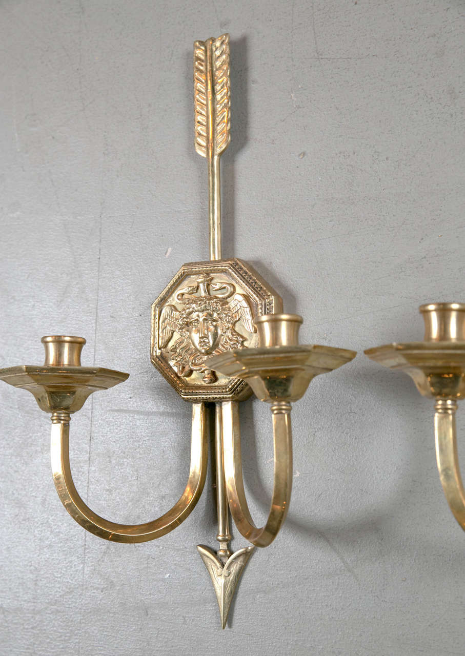 American Pair of Empire Style Caldwell Sconces For Sale