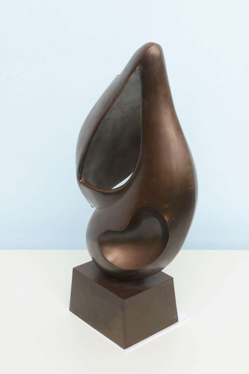 American Bronze Abstract Signed Mid-Century Modern Vintage Sculpture Brancusi style For Sale