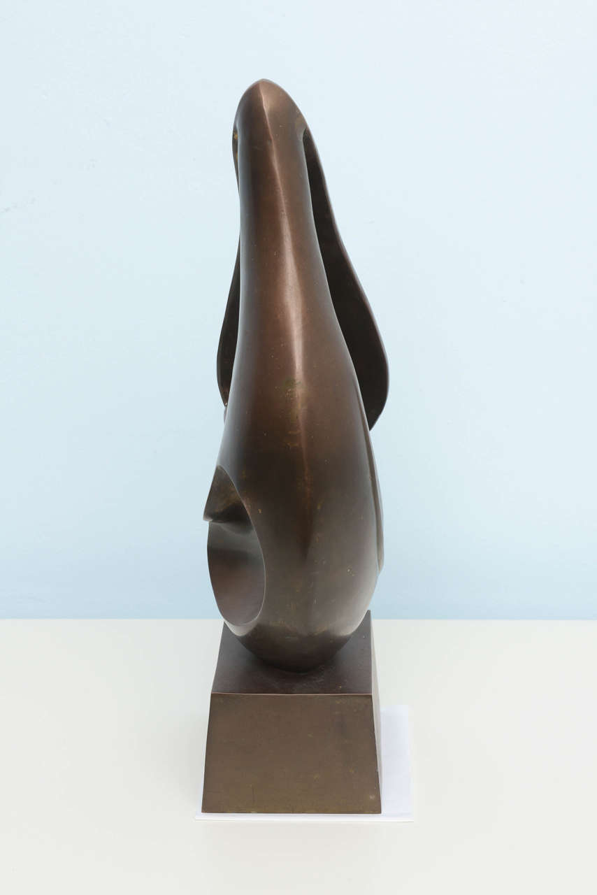 Bronze Abstract Signed Mid-Century Modern Vintage Sculpture Brancusi style In Good Condition For Sale In Miami, FL