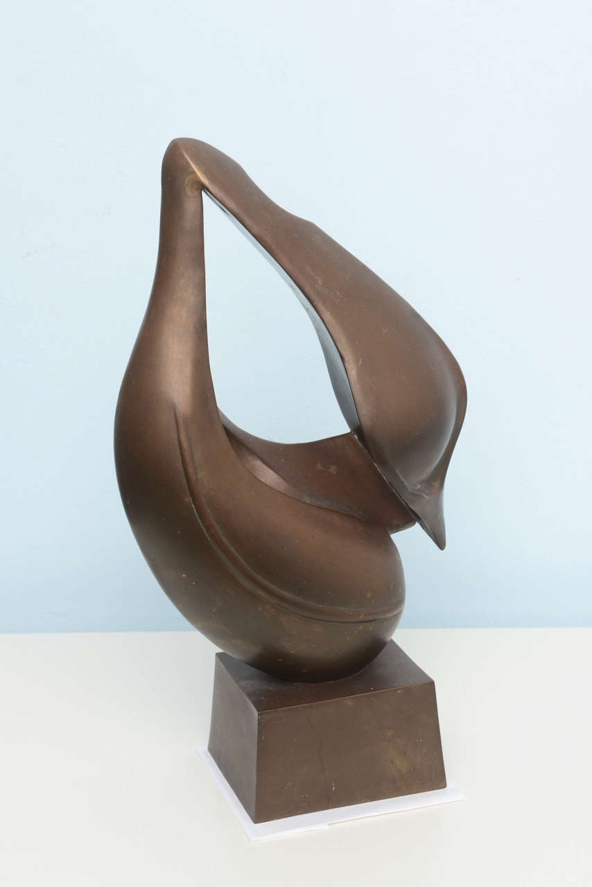 20th Century Bronze Abstract Signed Mid-Century Modern Vintage Sculpture Brancusi style For Sale