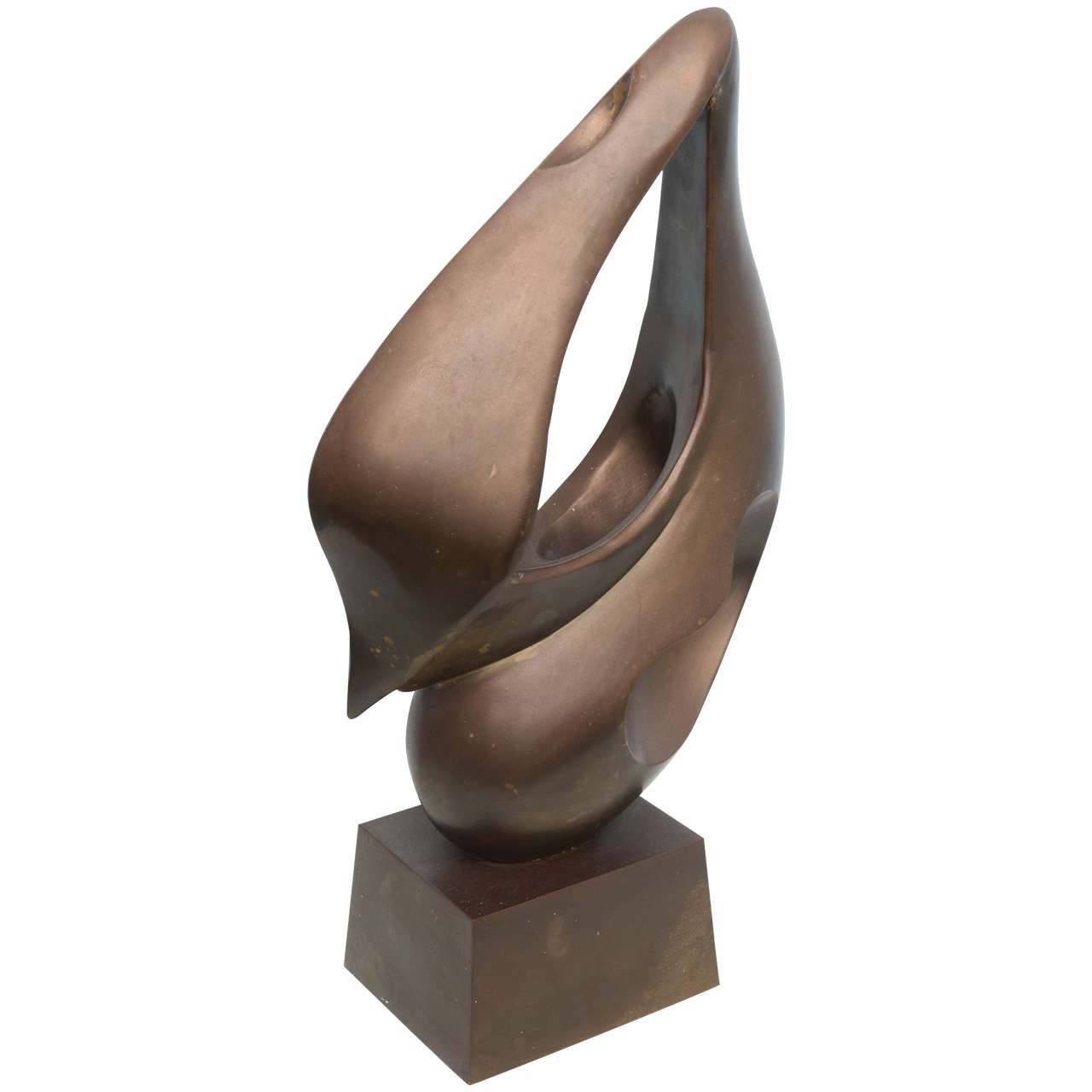 Bronze Abstract Signed Mid-Century Modern Vintage Sculpture Brancusi style For Sale