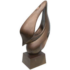Bronze Abstract Signed Mid-Century Modern Vintage Sculpture Brancusi style