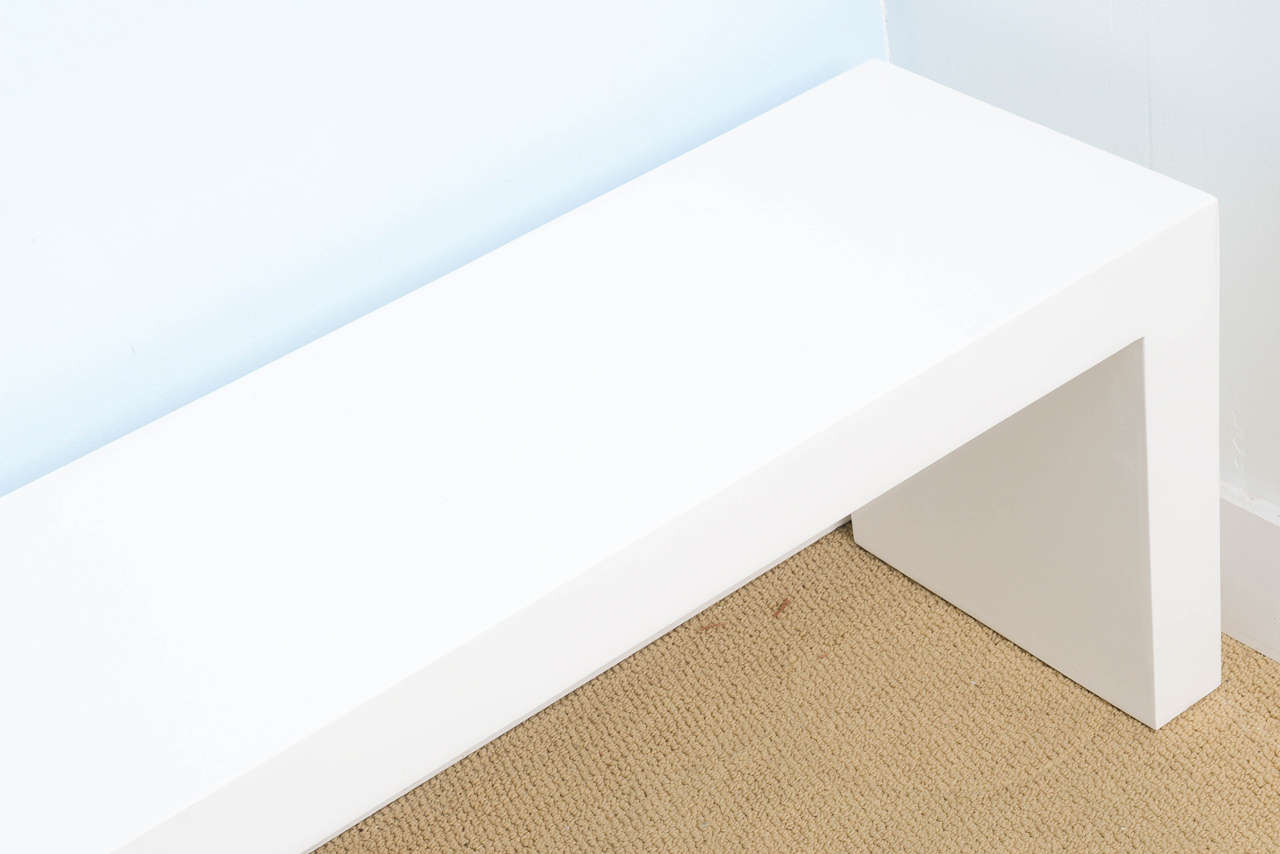 Lacquered Sleek Minimalist Modern White Bench