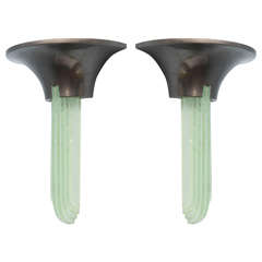 Parcel Brass and Glass Sconces by Karl Springer, 1970s Deco Style