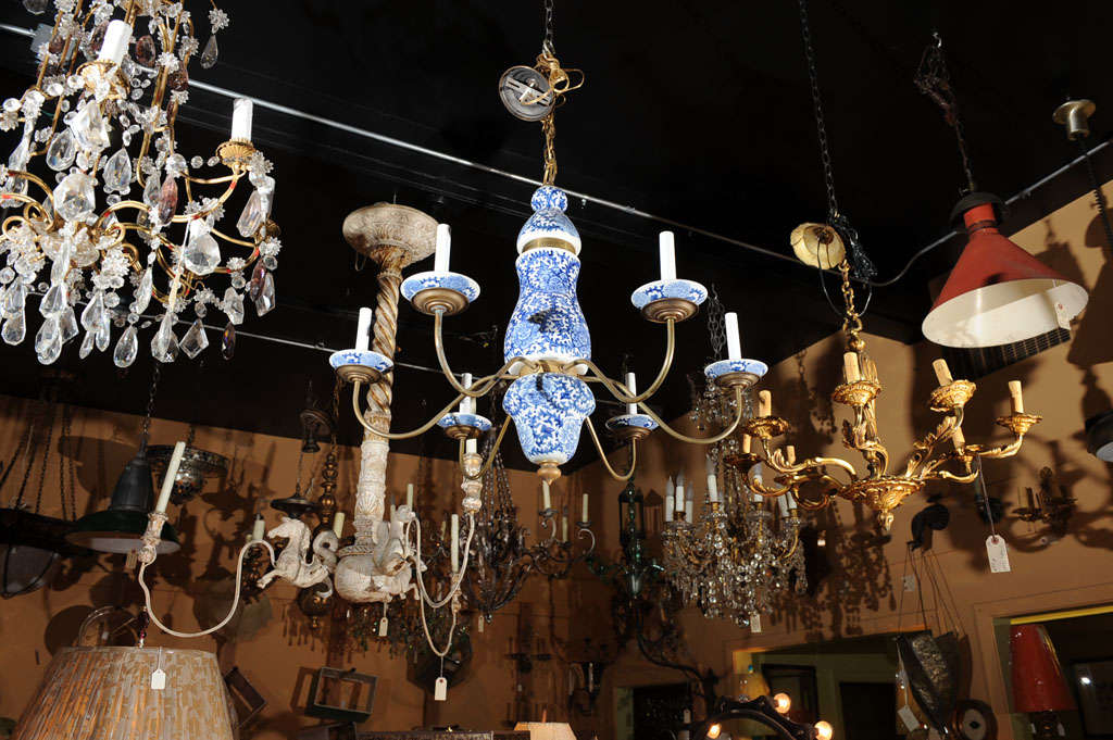 blue and white porcelain chandelier
