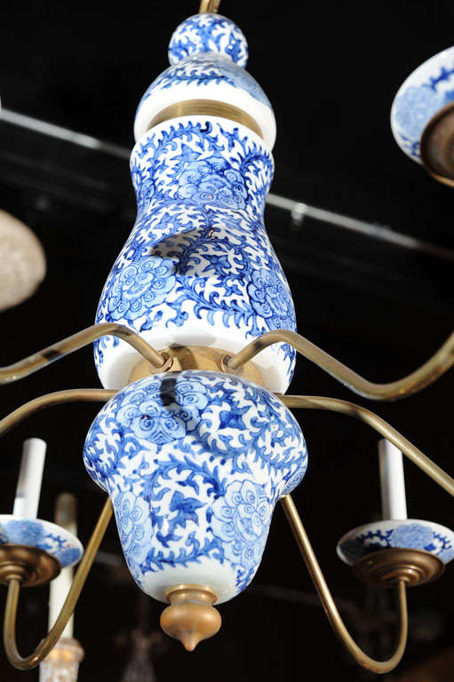 Late 20th Century Dutch Baroque Style Blue and White Chandelier