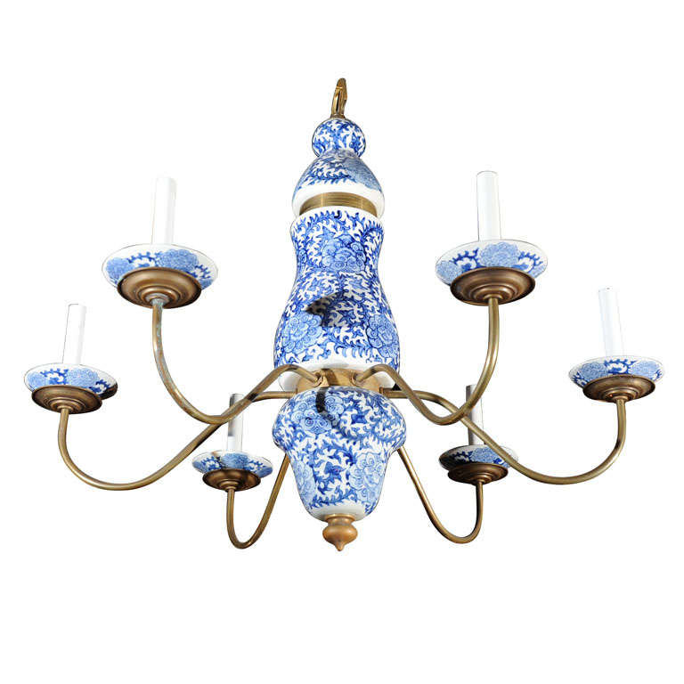 Dutch Baroque Style Blue and White Chandelier