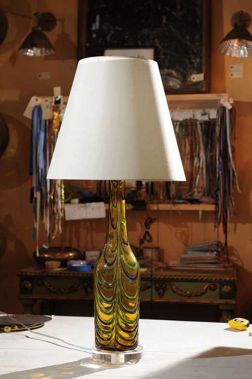 Green and Gold Murano Glass Lamp