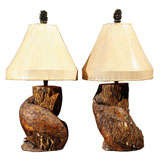 Pair, Rustic Pine Lamps