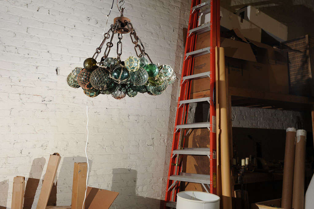 Custom Antique Japanese Fishing Float Led Chandelier at 1stDibs