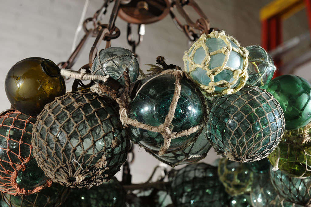 Custom Antique Japanese Fishing Float Led Chandelier at 1stDibs