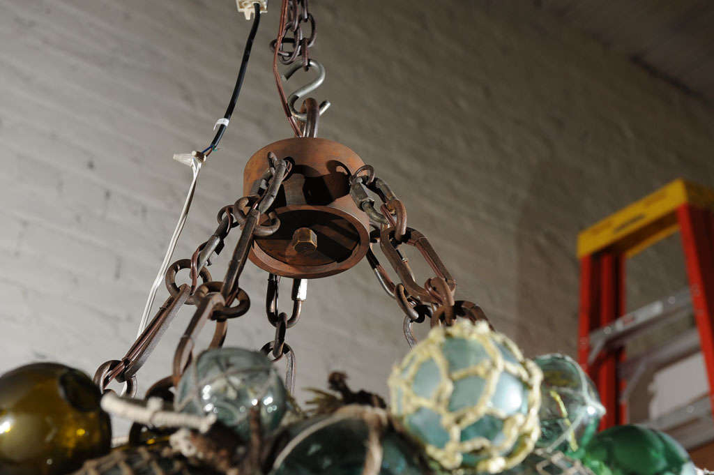 Custom Antique Japanese Fishing Float Led Chandelier at 1stDibs