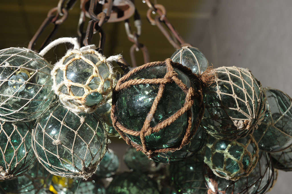 Custom Antique Japanese Fishing Float Led Chandelier at 1stDibs