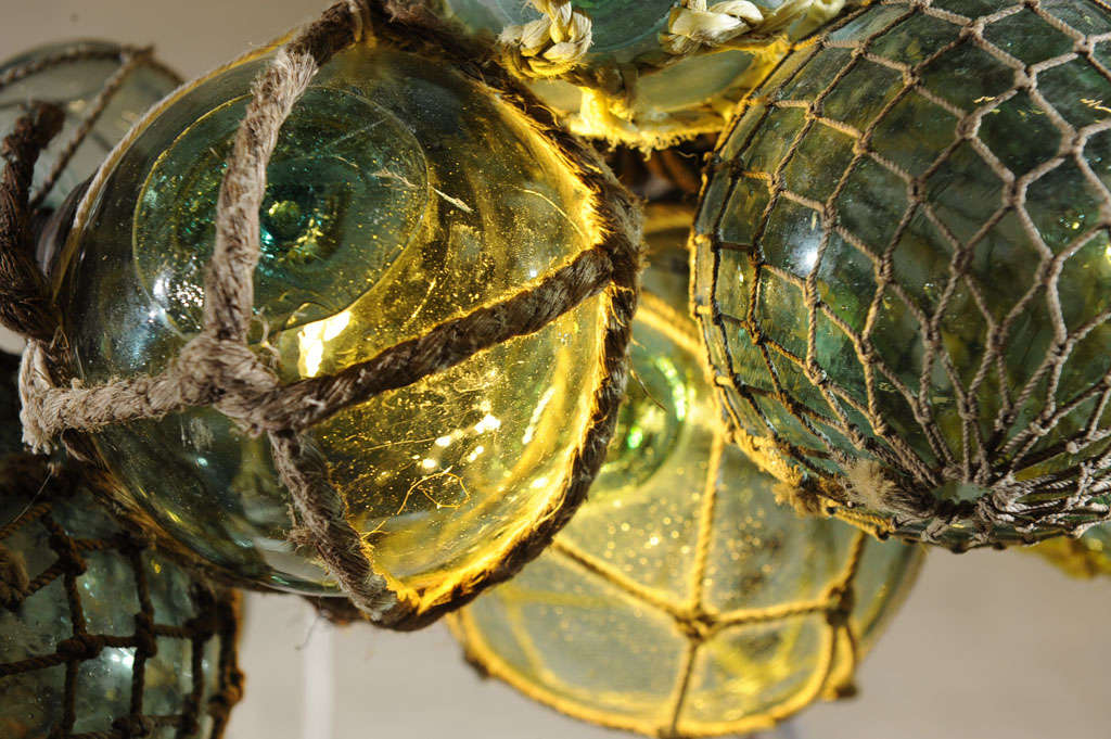 Custom Antique Japanese Fishing Float Led Chandelier at 1stDibs