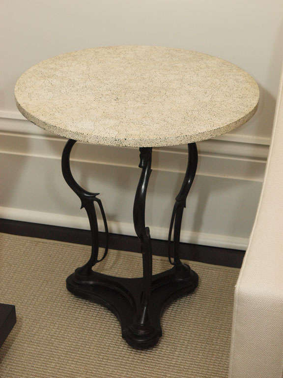 Bronze Gueridon with Eggshell Plateau side table