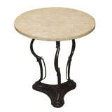 Bronze Gueridon with Eggshell Plateau side table