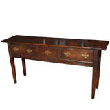 Antique English oak dresser base on tapered legs