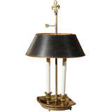French Brass and Tole-Piente Two- Light Bouillotte Lamp