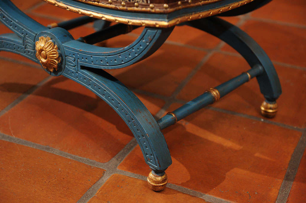 A Jansen Painted and Parcel Gilt Curule Stool For Sale 2