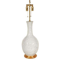 Vintage Ceramic Table Lamp with Lace Motif Overlay and Gilt Base
