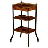 French Inlaid Etagere with Drawer & Brass Trim