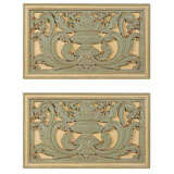 Pair of  French Painted Carved Wood  Architectural Panels