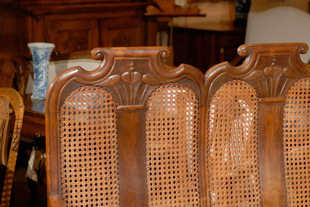 Triple back Caned Dutch Bench in Walnut, ca. 1850 1