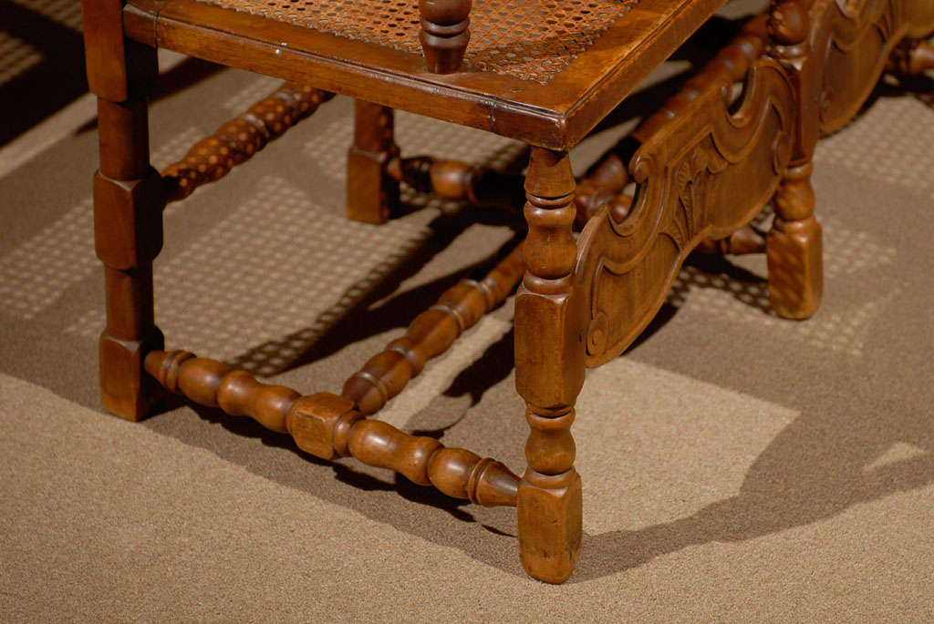 Triple back Caned Dutch Bench in Walnut, ca. 1850 5