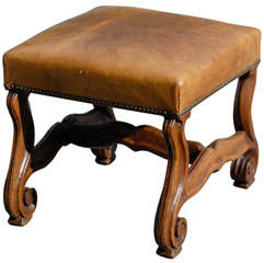 French Leather Seat Stool