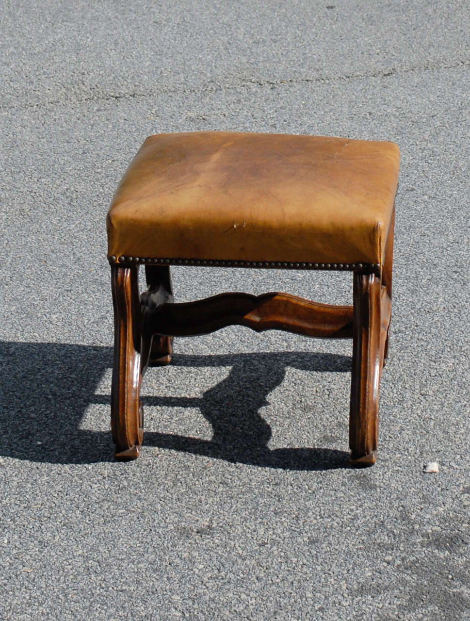 French Leather Seat Stool
