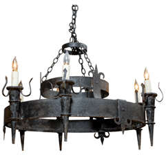 Large Vintage Iron Two Tier Chandelier