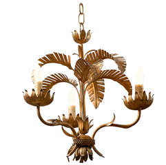 Vintage French Gilt Metal Light Fixture