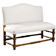 French Upholstered Bench with Back
