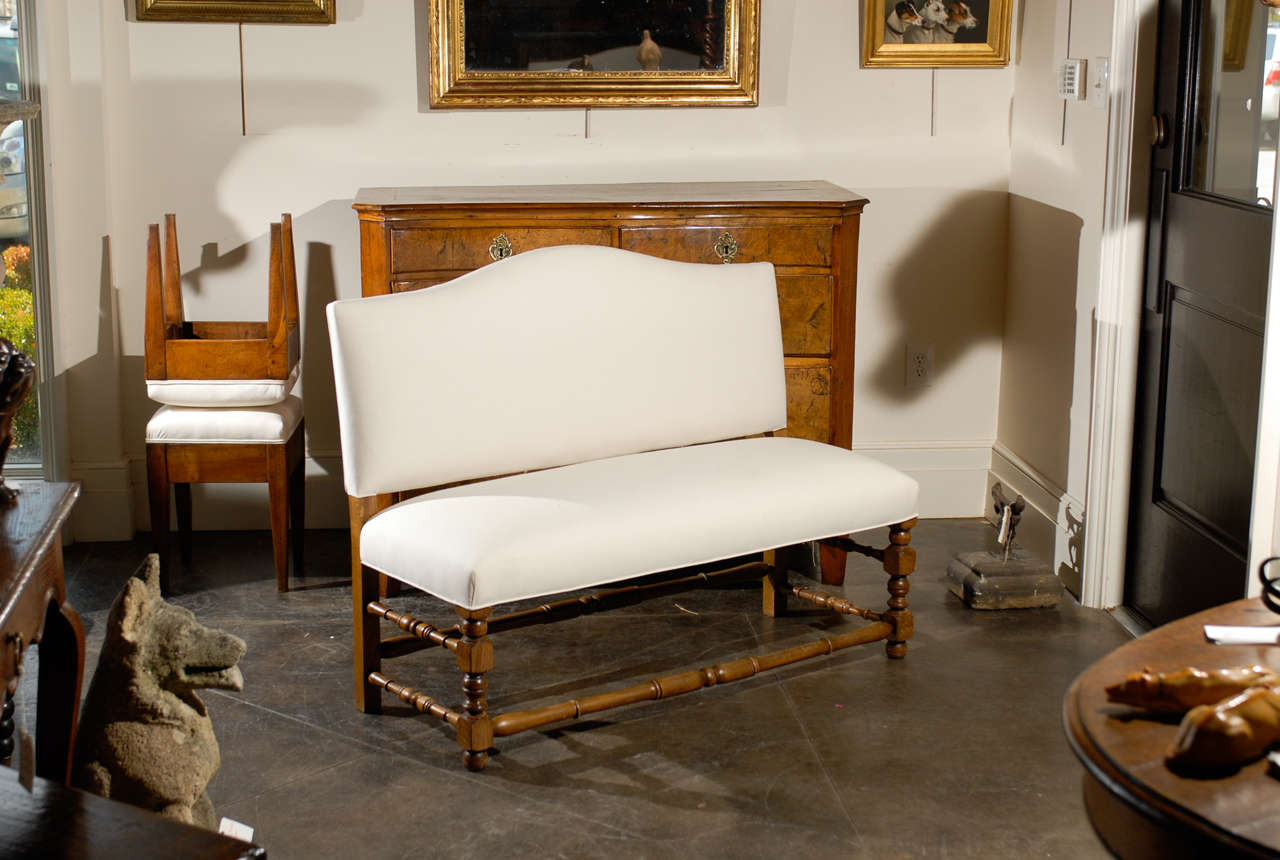 French Upholstered Bench with Back 1