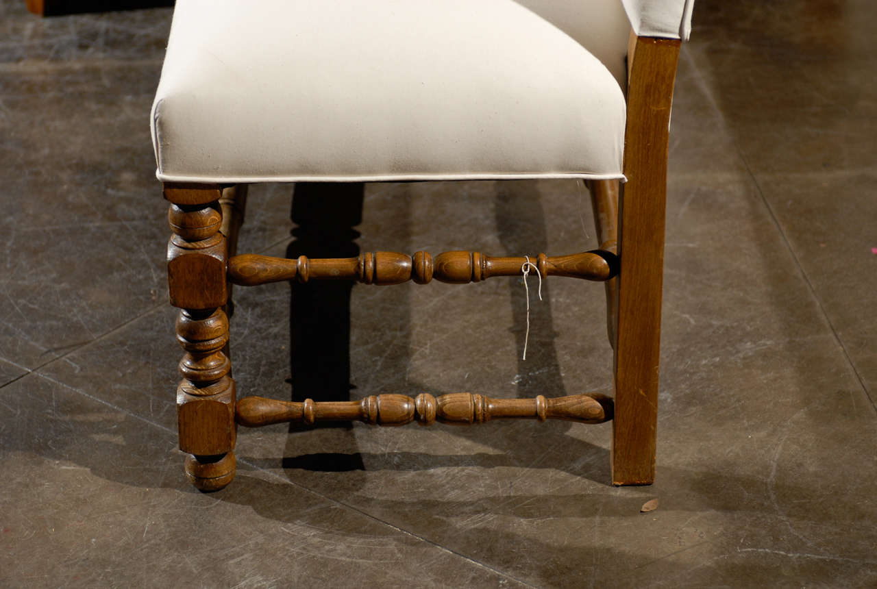 20th Century French Upholstered Bench with Back