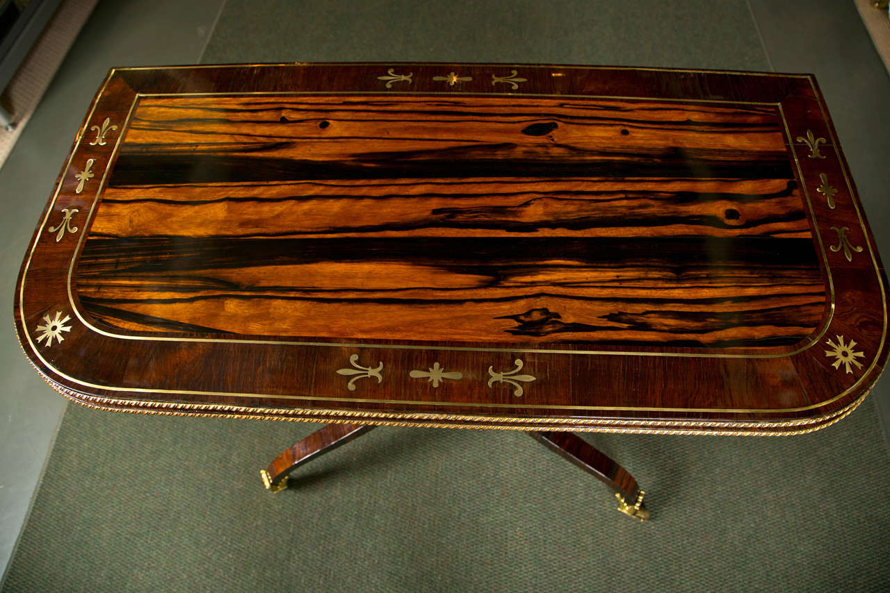 English Regency Brass Inlaid Games Table For Sale