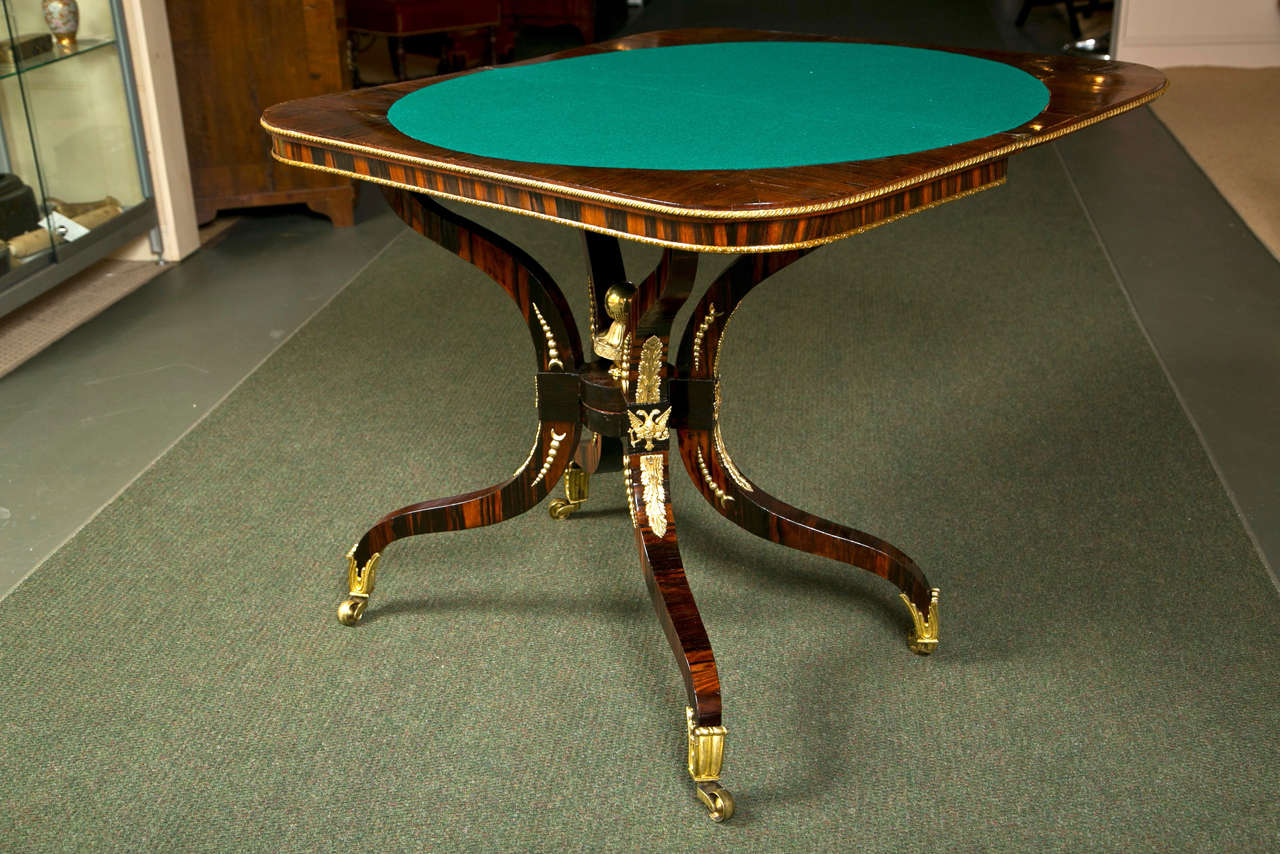 Regency Brass Inlaid Games Table For Sale 1