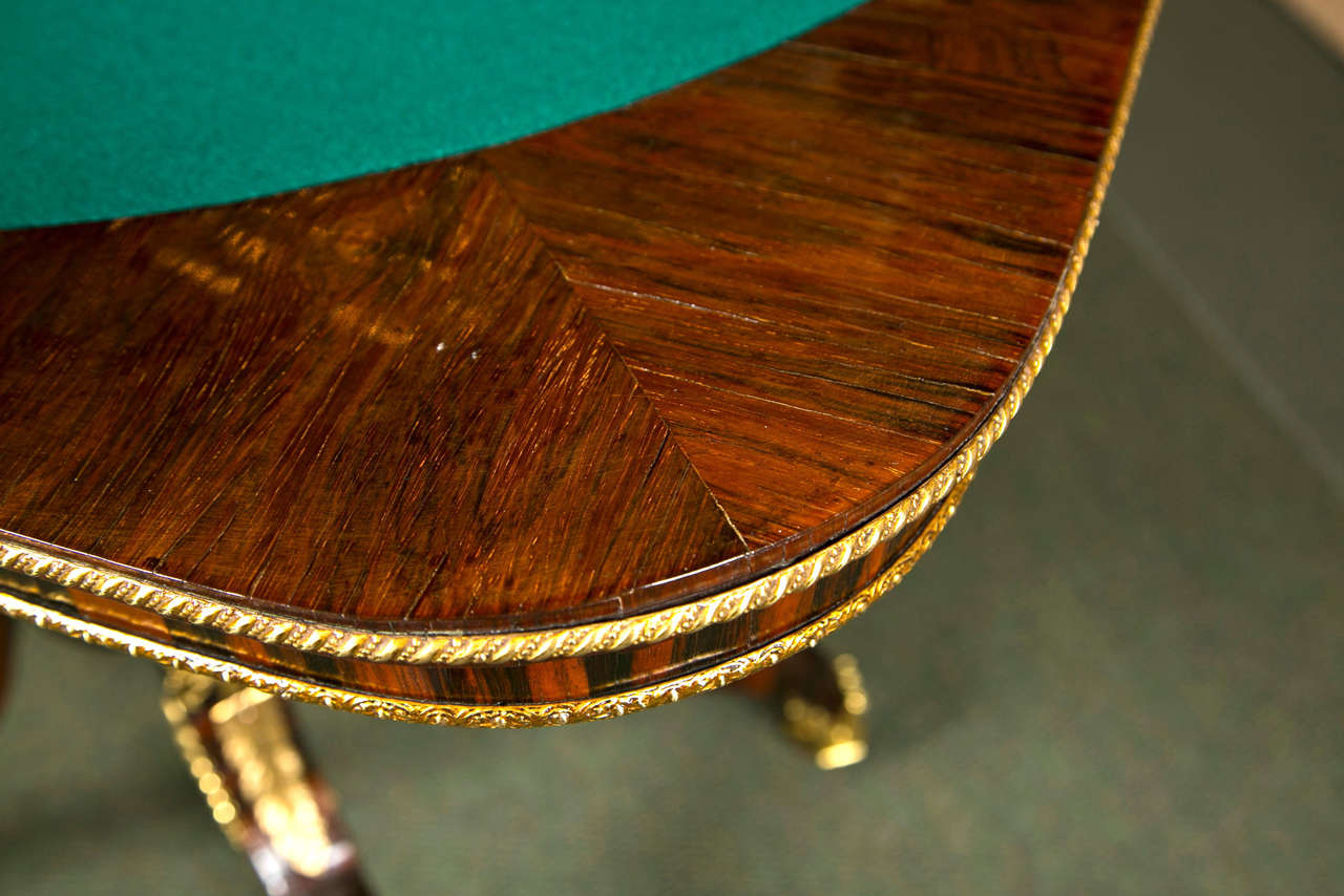 Regency Brass Inlaid Games Table For Sale 4
