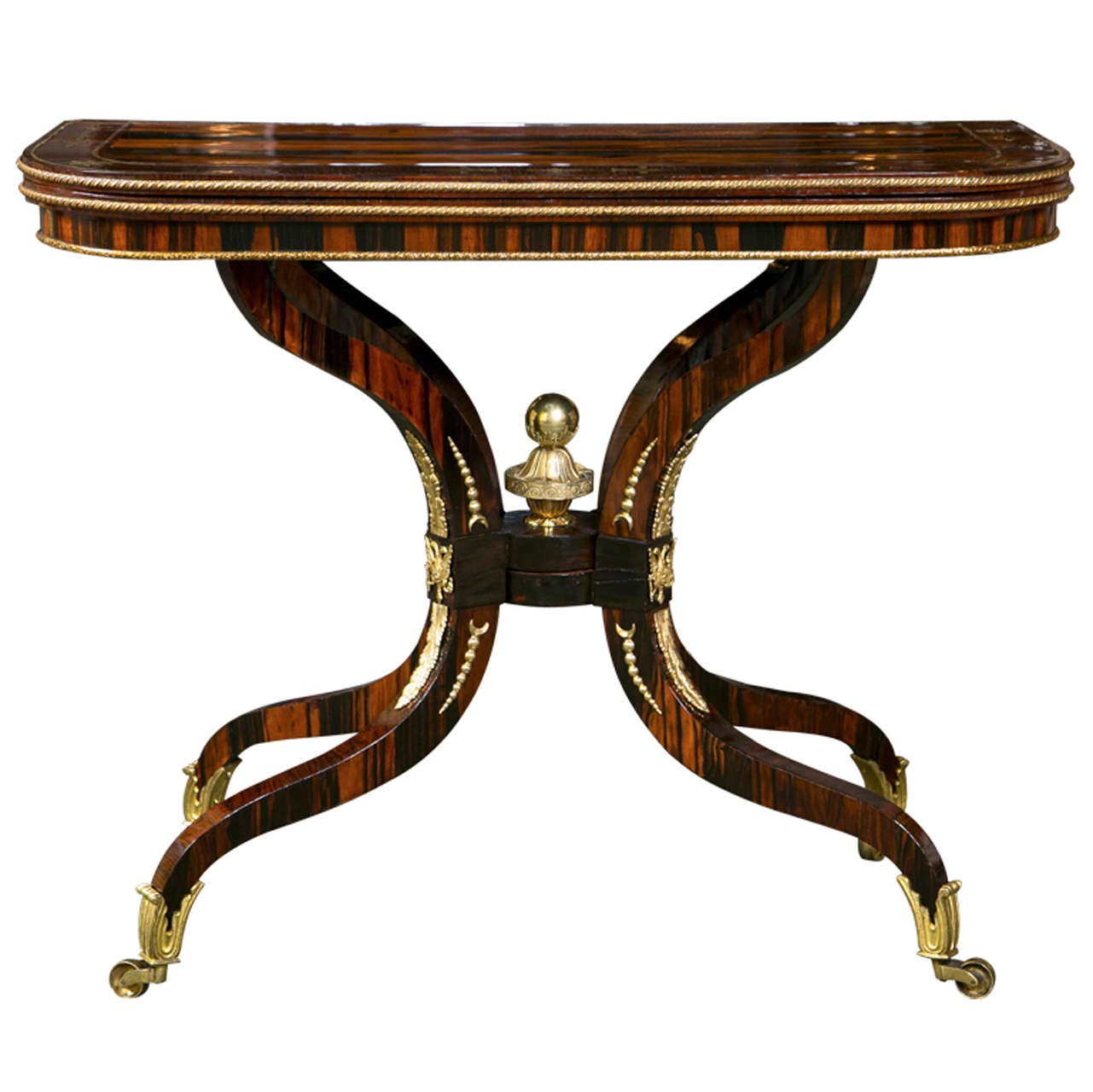 Regency Brass Inlaid Games Table