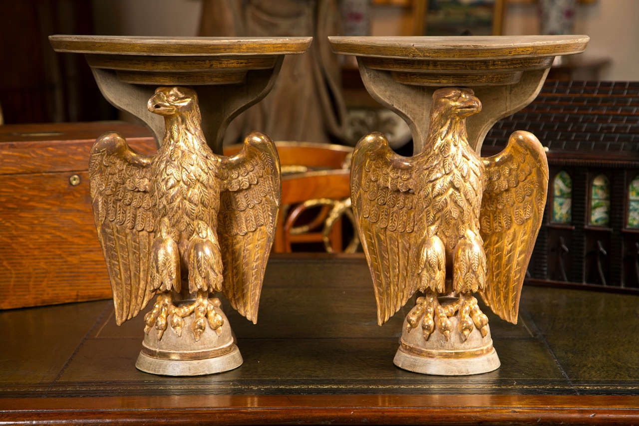 Pair Of Eagle Form Wall Brackets