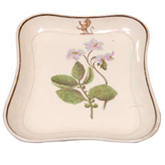 Antique Swansea Creamware Tray with Potato Bloom and Armorial, c. 1730