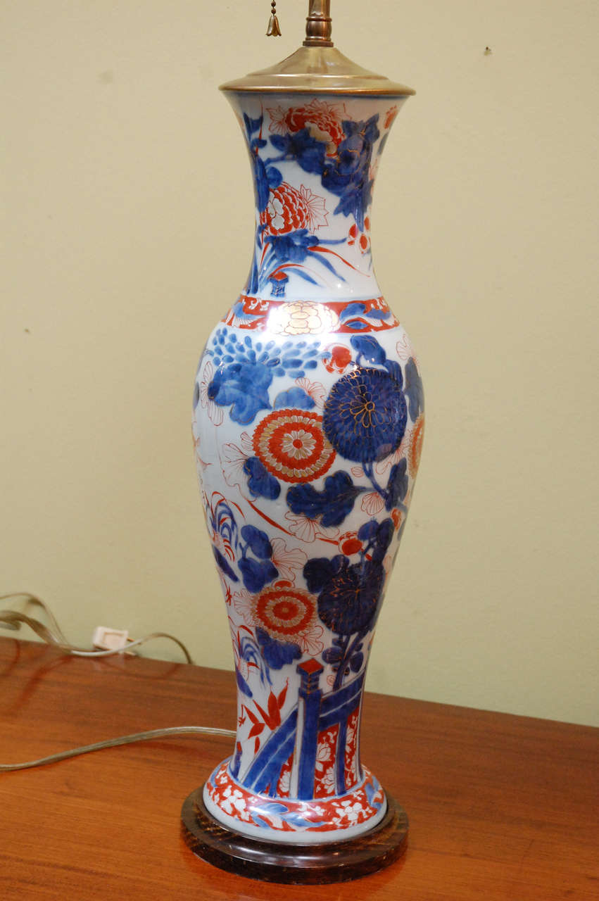 Chinese Imari Vase, c. 1800, now mounted as a Lamp