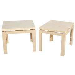 Pair of Karl Springer style Faux Goatskin Side Tables